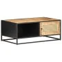 Mesa de centro madera de mango rugosa y caña natural 90x50x35cm de vidaXL, Mesas de centro - Ref: Foro24-323143, Precio: 173,...
