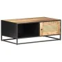 Mesa de centro madera de mango rugosa y caña natural 90x50x35cm de vidaXL, Mesas de centro - Ref: Foro24-323143, Precio: 173,...