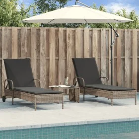Liegestühle mit Kissen, 2 Stück, aus grauem synthetischem Rattan. von , Liegen - Ref: Foro24-3261436, Preis: 334,89 €, Rabatt: %