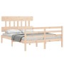 Estructura de cama de matrimonio con cabecero madera maciza de vidaXL, Camas y somieres - Ref: Foro24-3195126, Precio: 115,39...