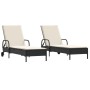 Tumbonas con cojines 2 unidades ratán sintético negro de , Tumbonas - Ref: Foro24-3261434, Precio: 330,83 €, Descuento: %