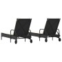 Tumbonas con cojines 2 unidades ratán sintético negro de , Tumbonas - Ref: Foro24-3261434, Precio: 330,83 €, Descuento: %