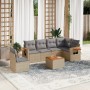 Set sofás de jardín 7 piezas y cojines ratán sintético beige en Conjuntos de jardín | Comprar online en Foru.es