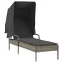 Tumbonas con capota y mesa 2 uds ratán sintético gris by , Loungers - Ref: Foro24-3261571, Price: 401,87 €, Discount: %