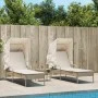Tumbonas con capota y mesa 2 uds ratán sintético beige by , Loungers - Ref: Foro24-3261573, Price: 410,19 €, Discount: %