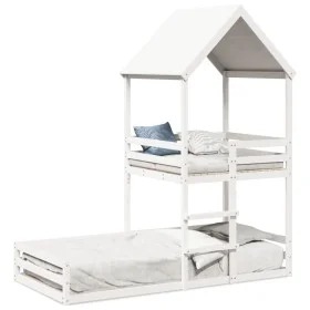 Bed with solid white pine wood roof 80x200 cm by , Beds and slatted bases - Ref: Foro24-3282394, Price: 283,84 €, Discount: %