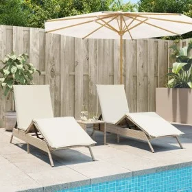 Tumbonas con mesita 2 unidades ratán sintético beige by , Loungers - Ref: Foro24-4002714, Price: 294,48 €, Discount: %