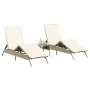 Tumbonas con mesita 2 unidades ratán sintético beige by , Loungers - Ref: Foro24-4002714, Price: 294,48 €, Discount: %