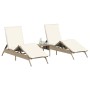 Tumbonas con mesita 2 unidades ratán sintético beige de , Tumbonas - Ref: Foro24-4002714, Precio: 313,33 €, Descuento: %
