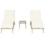 Tumbonas con mesita 2 unidades ratán sintético beige by , Loungers - Ref: Foro24-4002714, Price: 294,48 €, Discount: %