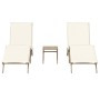 Tumbonas con mesita 2 unidades ratán sintético beige de , Tumbonas - Ref: Foro24-4002714, Precio: 313,33 €, Descuento: %