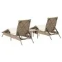 Tumbonas con mesita 2 unidades ratán sintético beige by , Loungers - Ref: Foro24-4002714, Price: 294,48 €, Discount: %