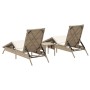 Tumbonas con mesita 2 unidades ratán sintético beige de , Tumbonas - Ref: Foro24-4002714, Precio: 313,33 €, Descuento: %