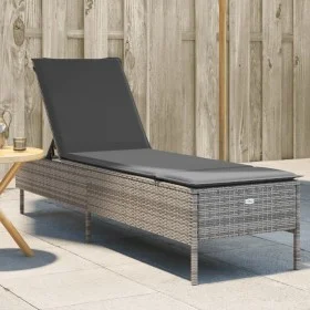 Sun lounger with synthetic rattan and grey cushion by , Loungers - Ref: Foro24-4002721, Price: 156,11 €, Discount: %