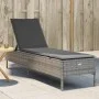 Sun lounger with synthetic rattan and grey cushion by , Loungers - Ref: Foro24-4002721, Price: 156,11 €, Discount: %