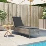 Sun lounger with synthetic rattan and grey cushion by , Loungers - Ref: Foro24-4002721, Price: 156,11 €, Discount: %