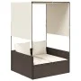 Tumbona doble con techo y cortinas ratán sintético marrón by , Loungers - Ref: Foro24-4002756, Price: 229,68 €, Discount: %