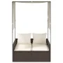 Tumbona doble con techo y cortinas ratán sintético marrón by , Loungers - Ref: Foro24-4002756, Price: 229,68 €, Discount: %