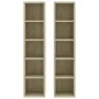 Estantería CDs 2 uds contrachapada color roble 21x16x93,5 cm de vidaXL, Almacenamiento para CD y DVD - Ref: Foro24-802699, Pr...