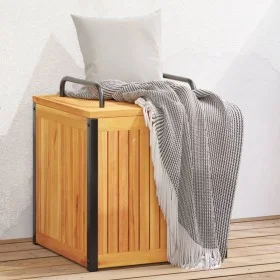 Baúl de cojines jardín madera maciza acacia acero 45x45x45/53cm by , Outdoor storage boxes - Ref: Foro24-367607, Price: 96,40...