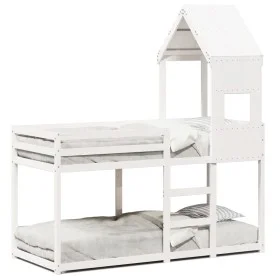 Etagenbett mit massivem Dach aus weißem Kiefernholz 90x190 cm. von , Betten und Lattenroste - Ref: Foro24-3282006, Preis: 241...