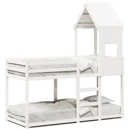 Bunk bed with solid white pine wood roof 90x190 cm by , Beds and slatted bases - Ref: Foro24-3282006, Price: 241,71 €, Discou...