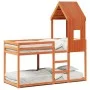 Cama litera con techo madera maciza pino marrón 80x200 cm de , Camas y somieres - Ref: Foro24-3281996, Precio: 242,01 €, Desc...