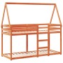 Cama litera con techo madera maciza pino marrón 90x190 cm de , Camas y somieres - Ref: Foro24-3282086, Precio: 192,14 €, Desc...