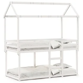 Bunk bed with solid white pine wood roof 80x200 cm by , Beds and slatted bases - Ref: Foro24-3282122, Price: 227,32 €, Discou...