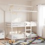 Cama litera con techo madera maciza de pino blanco 80x200 cm de , Camas y somieres - Ref: Foro24-3282122, Precio: 234,46 €, D...