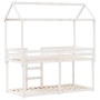 Cama litera con techo madera maciza de pino blanco 80x200 cm de , Camas y somieres - Ref: Foro24-3282122, Precio: 234,46 €, D...