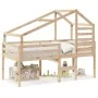 Cama alta con techo madera maciza de pino 90x200 cm de , Camas y somieres - Ref: Foro24-3281977, Precio: 261,82 €, Descuento: %