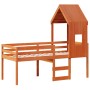 Cama alta con techo madera maciza de pino marrón cera 80x200 cm de , Camas y somieres - Ref: Foro24-3282012, Precio: 244,88 €...