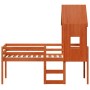 Cama alta con techo madera maciza de pino marrón cera 80x200 cm de , Camas y somieres - Ref: Foro24-3282012, Precio: 244,88 €...