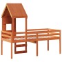 Cama alta con techo madera maciza de pino marrón cera 80x200 cm de , Camas y somieres - Ref: Foro24-3282012, Precio: 244,88 €...