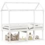 Cama alta con techo madera maciza de pino blanco 80x200 cm de , Camas y somieres - Ref: Foro24-3282136, Precio: 249,77 €, Des...