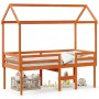 Cama alta con techo madera maciza de pino marrón cera 90x200 cm de , Camas y somieres - Ref: Foro24-3282134, Precio: 243,88 €...