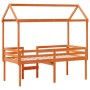 Cama alta con techo madera maciza de pino marrón cera 90x200 cm de , Camas y somieres - Ref: Foro24-3282134, Precio: 243,88 €...
