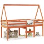 Cama alta con techo madera maciza de pino marrón cera 75x190 cm de , Camas y somieres - Ref: Foro24-3282103, Precio: 186,24 €...