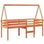 Cama alta con techo madera maciza de pino marrón cera 75x190 cm de , Camas y somieres - Ref: Foro24-3282103, Precio: 186,24 €...