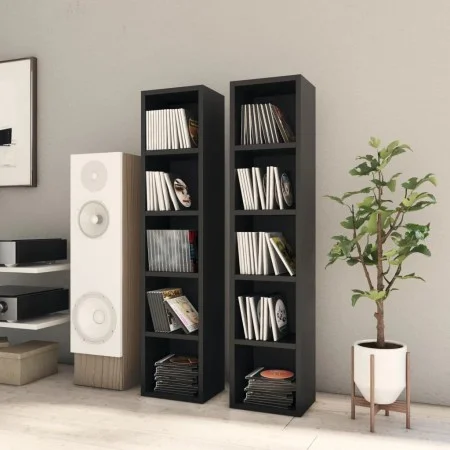 CD-Regal 2 Stück schwarzes Sperrholz 21x16x93,5 cm von vidaXL, CD- und DVD-Speicher - Ref: Foro24-802697, Preis: 51,85 €, Rab...