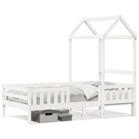 Bed frame with white pine wood roof 75x190 cm by , Beds and slatted bases - Ref: Foro24-3282169, Price: 180,79 €, Discount: %