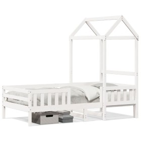 Estructura de cama con techo madera pino blanca 75x190 cm de , Camas y somieres - Ref: Foro24-3282169, Precio: 183,11 €, Desc...