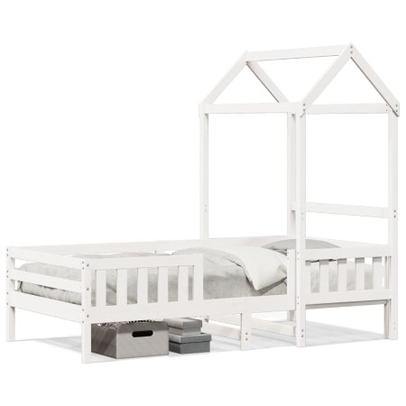 Estructura de cama con techo madera pino blanca 75x190 cm de , Camas y somieres - Ref: Foro24-3282169, Precio: 183,11 €, Desc...