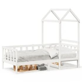 Sofa bed with solid white pine wood roof 90x200 cm by , Beds and slatted bases - Ref: Foro24-3282211, Price: 182,41 €, Discou...