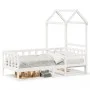Sofá cama con techo madera maciza de pino blanco 90x200 cm de , Camas y somieres - Ref: Foro24-3282211, Precio: 182,41 €, Des...