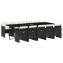Set de comedor jardín 11 pzas con cojines ratán sintético negro de , Conjuntos de jardín - Ref: Foro24-3210570, Precio: 936,0...