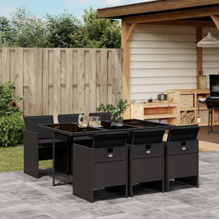 Set de comedor de jardín 7 pzas y cojines ratán sintético negro de , Conjuntos de jardín - Ref: Foro24-3210547, Precio: 527,1...