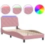 Bed frame with LED lights pink velvet 90x200 cm by , Beds and slatted bases - Ref: Foro24-3213836, Price: 167,56 €, Discount: %