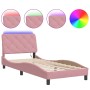 Estructura de cama con luces LED terciopelo rosa 90x200 cm de , Camas y somieres - Ref: Foro24-3213836, Precio: 160,62 €, Des...